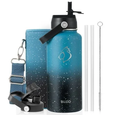 Buzio Duet Series Water Bottle with 2 Lids and Sleeve 1L - Starry Indigo